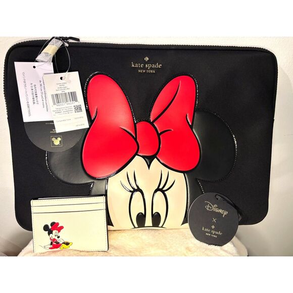 Disney Kate Spade Minnie Laptop Sleeve + Card Holder Bundle NWT - Picture 1 of 14
